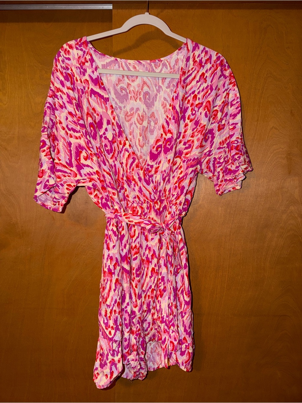 Pink & Fuchsia Print Wrap Romper